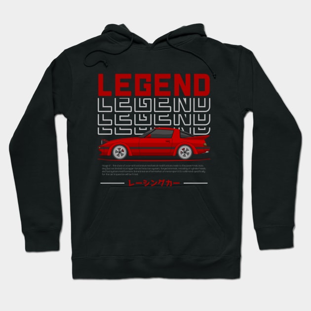 Midnight Racer Red RX 7 FB JDM Hoodie by GoldenTuners